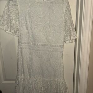 Flying Tomato White Lace Long Sleeve Dress